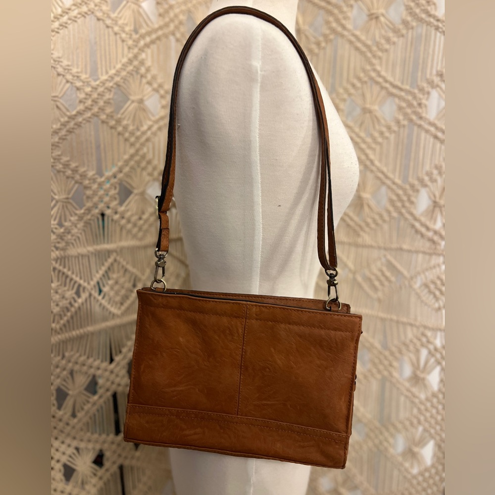 Bueno Brown Faux Leather Crossbody Shoulder Bag